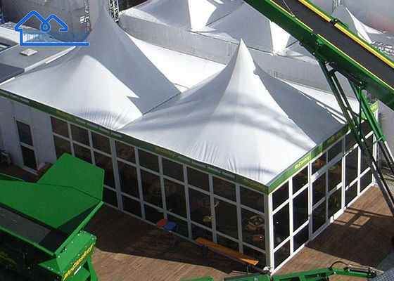 comprar Aluminio a prueba de viento a prueba de fuego al aire libre Pared de vidrio de alto pico Pagoda tienda de campaña Estructura comercial al aire libre Fabricación en línea