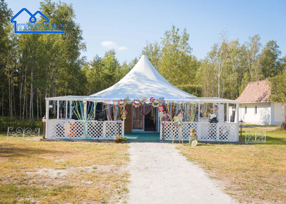 comprar Pagoda de bodas de aluminio Tienda de playa impermeable de PVC cubierta de tela de PVC Exposiciones de fiestas Tienda de la pagoda Fabricación en línea