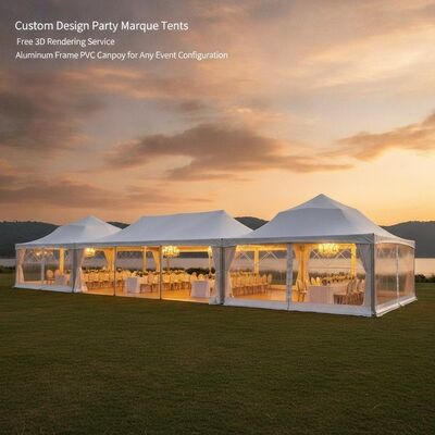 comprar Tiendas de campaña para fiestas de diseño personalizado Servicio de renderizado 3D gratuito Canopy de PVC de marco de aluminio para cualquier configuración de evento Fabricación en línea