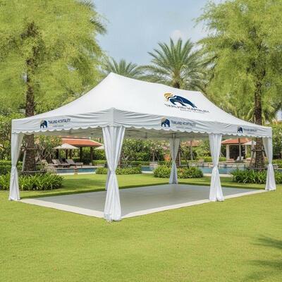 comprar Carpa de fiesta de marca personalizada, impresión de logotipo OEM, toldo de alquiler para eventos de hospitalidad en Tailandia, promocional Fabricación en línea
