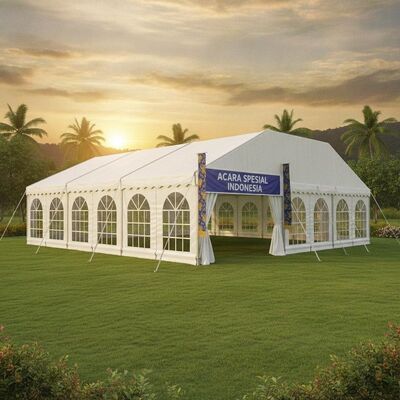comprar Tienda de fiesta a medida Tienda de carpa Indonesia al aire libre Impermeable a los rayos UV Resistente al evento Pabellón de dosel para la feria de bodas Fabricación en línea