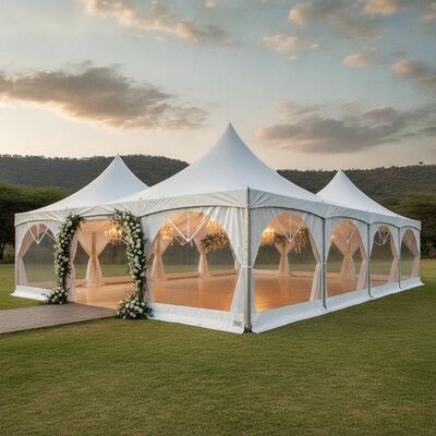 comprar Carpa de marquesina para bodas de lujo, elegante pabellón para eventos de PVC blanco de Sudáfrica, certificado TUV de aluminio para ceremonia al aire libre Fabricación en línea