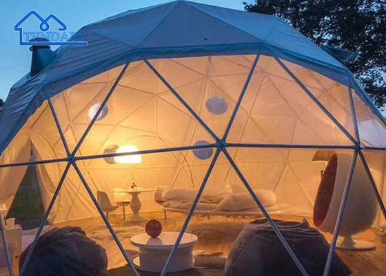 10m Dia Canvas Cotton Glamping Hotel tienda de campaña marco de aleación de aluminio Vista panorámica para escapadas de montaña