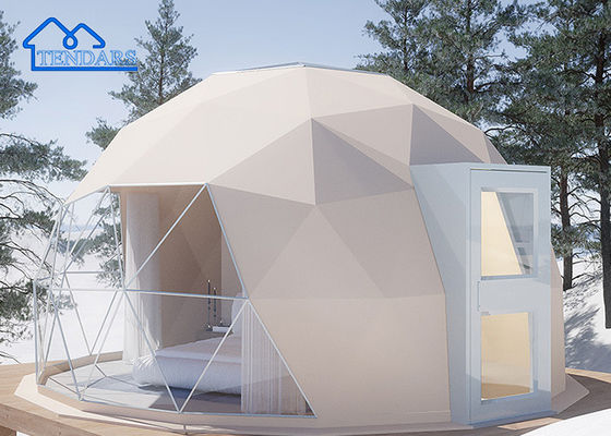 La tienda de cuatro estaciones del hotel del diámetro Glamping de los 8m galvanizó la tela impermeable del marco de acero para los retiros de la playa