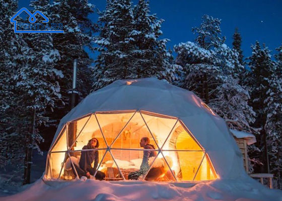 6061/T6 Marco de aluminio 12m de diámetro Glamping Hotel Carpa PVC Lona Baño en suite para complejos turísticos de lujo