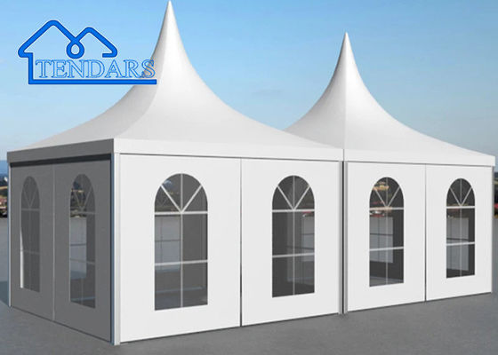Montaje rápido 6x6m Aluminio Pagoda tienda 6061/T6 marco de aluminio elegante PVC blanco para celebraciones VIP