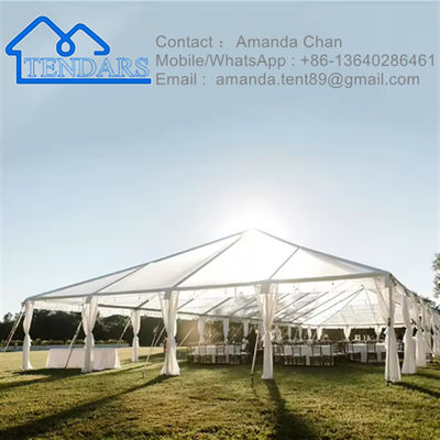 Tienda de bodas de aluminio permanente impermeable con revestimiento de PVC transparente