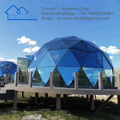 Resistente a los rayos UV Comercial Cúpula geodésica Techo transparente Tienda Igloo de vidrio para glamping y hotel resort