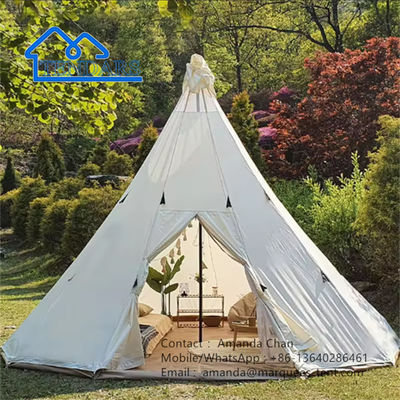 Tienda de campamento de tepee de lona a prueba de agua Tienda de campamento familiar para la caza de campamento