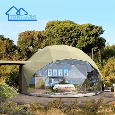 Tienda de lujo con baño de vidrio transparente Tienda geodésica de cúpula adecuada para acampar