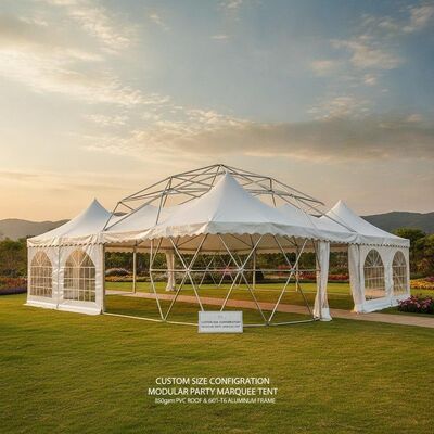 Tamaño personalizado Configuración Modular Tienda de fiesta con techo de PVC de 850 gramos y marco de aluminio 6061-T6