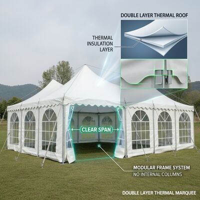 Sistema de suelos de madera de 10x10m Serie L Tienda de fiesta de carpintería de espacio claro Caseta de piso de madera Fiesta de aniversario