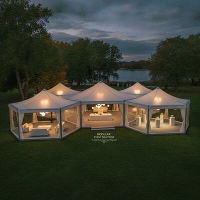 Carpa para fiestas versátil y multiusos, sistema modular ampliable, estructura de dosel para eventos europea configurable para cualquier evento