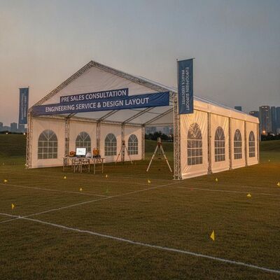 Fiesta de consulta previa a la venta Carpa de marquesina Servicio de ingeniería Encuesta del sitio Disposición Diseño Soporte de proyecto europeo Estructura del dosel