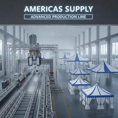 Fabricación de precisión CNC Carpa para fiestas Escaparate de fábrica Línea de producción avanzada Estructura de dosel de suministro para América