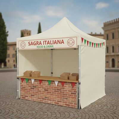 Portable Pop Up Plegable Fiesta Marquee Tienda de aluminio Instalación rápida Italiana Sagra Festival de alimentos mercado puesto Canopy