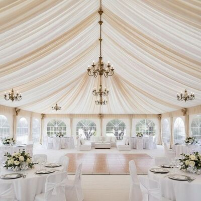 Luxo de aluminio blanco fiesta de bodas carpa carpa cortinas interiores para celebraciones de bodas españolas eventos