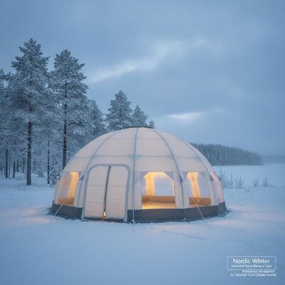 Carpa para fiestas con aislamiento de invierno nórdico, impermeable, resistente al viento, para eventos de clima frío sueco