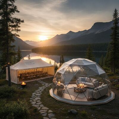 Aventura al aire libre Glamping Domo Fiesta Tienda de la carpa Vista panorámica para el Parque Nacional de Canadá Eventos de campamento