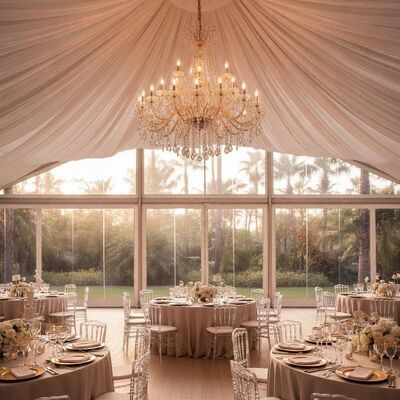 Carpa de lujo Premium para fiesta de bodas, carpa con ventana transparente, paredes, revestimiento Interior, lámpara de araña lista