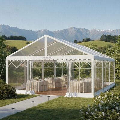 Carpa para fiestas refinada y transparente Refugio para recepción en el jardín de bodas de Nueva Zelanda con ventanas panorámicas