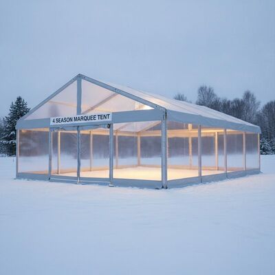 Carpa de aluminio para fiestas de 4 estaciones con cerramiento completo de paredes de PVC para eventos de clima frío