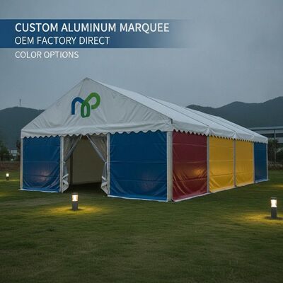 Carpa de marquesina de aluminio personalizada para fiestas, venta directa de fábrica OEM con opciones de color de impresión de logotipo